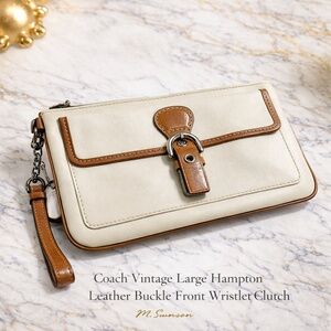 Coach Vintage Large Hampton Leather Buckle Front Wristlet Clutch Wallet